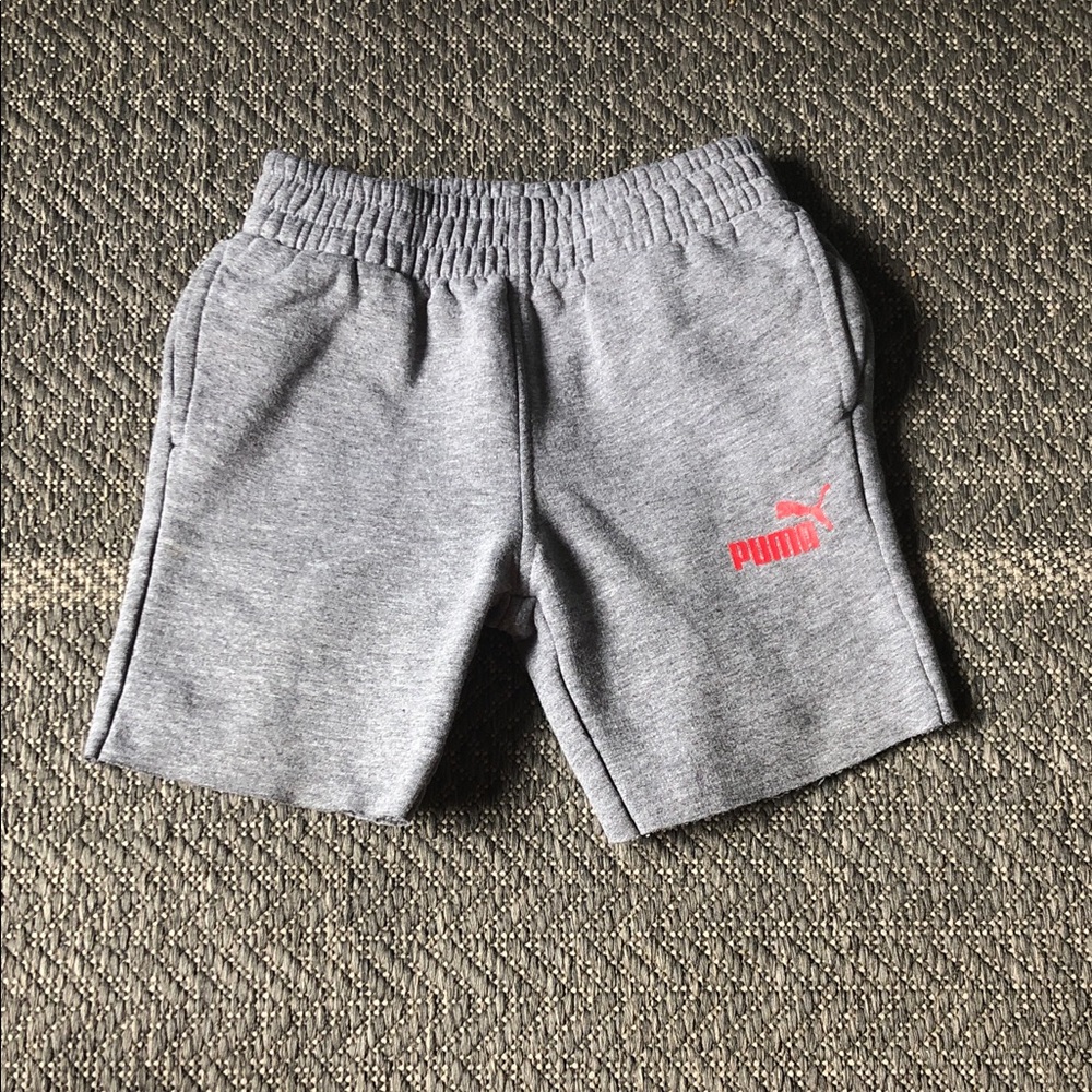 Puma Kids Gray Shorts with red Logo Accent